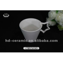 Porcelana caliente cerámica blanca de la taza de la venta, taza de cerámica con la manija de la estrella